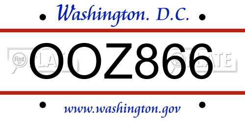OOZ866 District Of Columbia License Plate