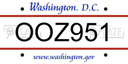 OOZ951 District Of Columbia License Plate