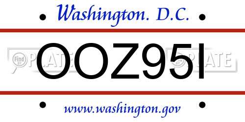OOZ95I District Of Columbia License Plate