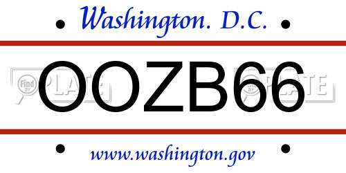 OOZB66 District Of Columbia License Plate