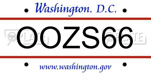 OOZS66 District Of Columbia License Plate