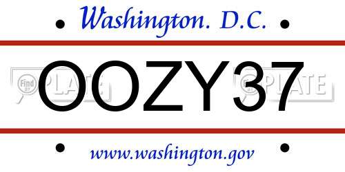 OOZY37 District Of Columbia License Plate