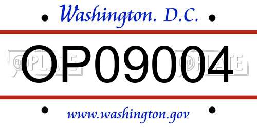 OP09004 District Of Columbia License Plate