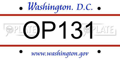 OP131 District Of Columbia License Plate