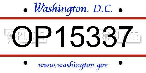 OP15337 District Of Columbia License Plate