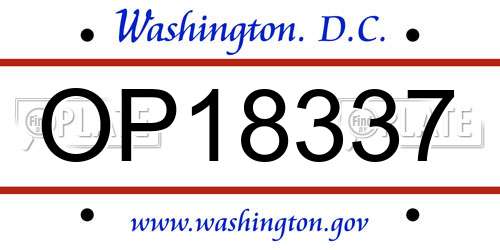 OP18337 District Of Columbia License Plate