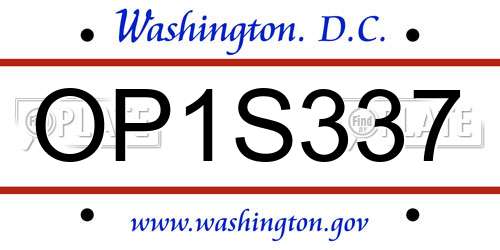 OP1S337 District Of Columbia License Plate