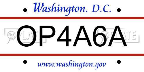 OP4A6A District Of Columbia License Plate