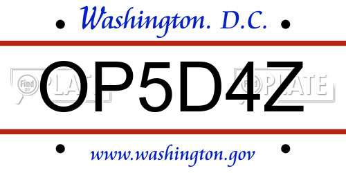 OP5D4Z District Of Columbia License Plate