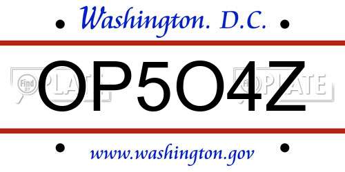 OP5O4Z District Of Columbia License Plate