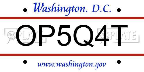 OP5Q4T District Of Columbia License Plate