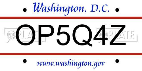 OP5Q4Z District Of Columbia License Plate