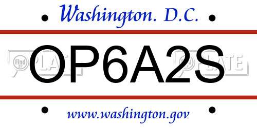 OP6A2S District Of Columbia License Plate