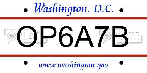 OP6A7B District Of Columbia License Plate