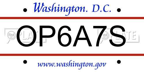 OP6A7S District Of Columbia License Plate