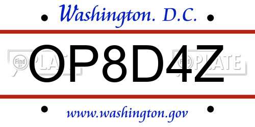 OP8D4Z District Of Columbia License Plate