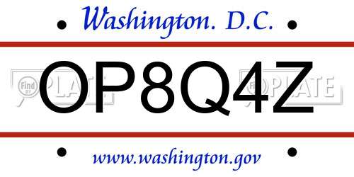 OP8Q4Z District Of Columbia License Plate