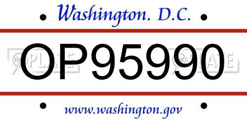 OP95990 District Of Columbia License Plate