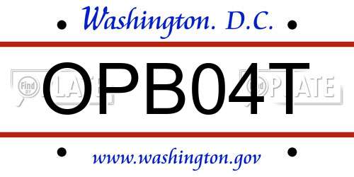 OPB04T District Of Columbia License Plate