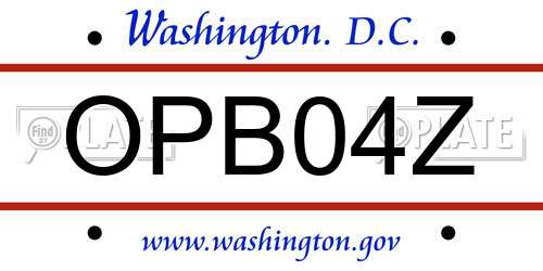 OPB04Z District Of Columbia License Plate