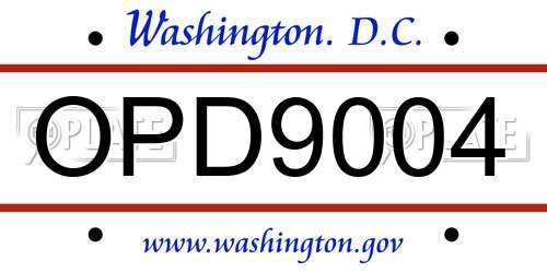 OPD9004 District Of Columbia License Plate