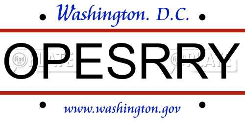 OPESRRY District Of Columbia License Plate