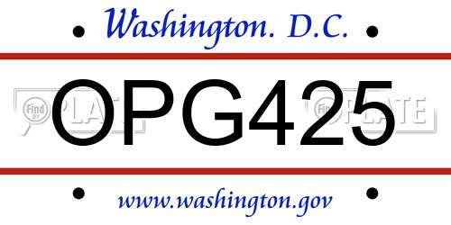 OPG425 District Of Columbia License Plate