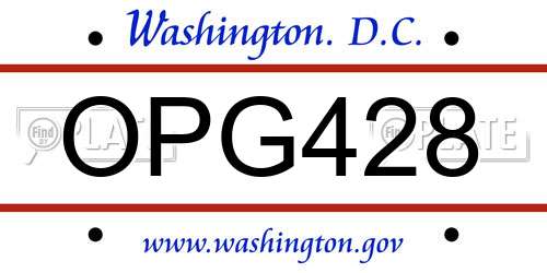 OPG428 District Of Columbia License Plate