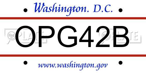 OPG42B District Of Columbia License Plate