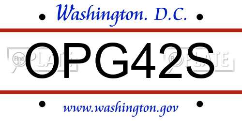 OPG42S District Of Columbia License Plate