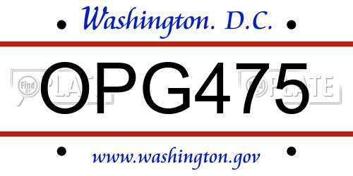OPG475 District Of Columbia License Plate