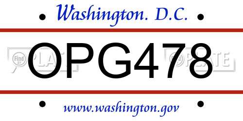 OPG478 District Of Columbia License Plate
