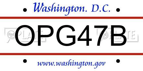 OPG47B District Of Columbia License Plate