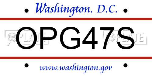 OPG47S District Of Columbia License Plate