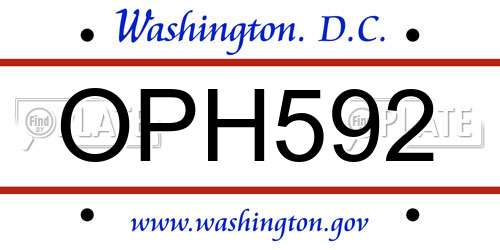 OPH592 District Of Columbia License Plate