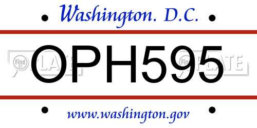 OPH595 District Of Columbia License Plate
