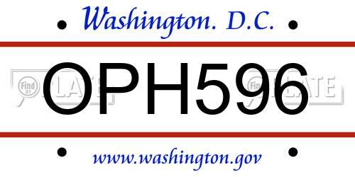 OPH596 District Of Columbia License Plate