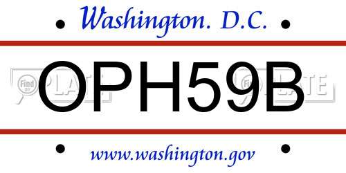 OPH59B District Of Columbia License Plate