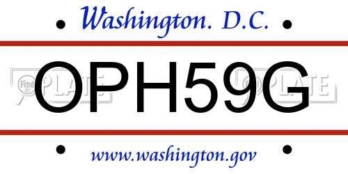 OPH59G District Of Columbia License Plate