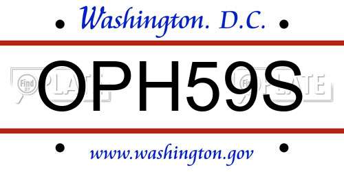 OPH59S District Of Columbia License Plate