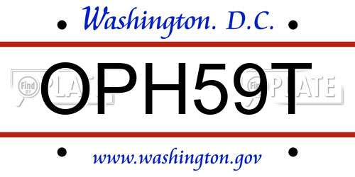 OPH59T District Of Columbia License Plate