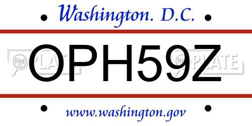 OPH59Z District Of Columbia License Plate
