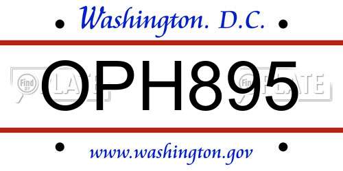 OPH895 District Of Columbia License Plate