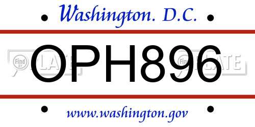 OPH896 District Of Columbia License Plate