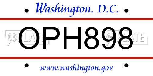 OPH898 District Of Columbia License Plate