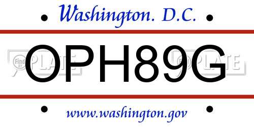 OPH89G District Of Columbia License Plate