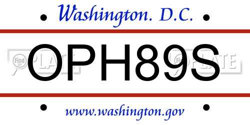 OPH89S District Of Columbia License Plate