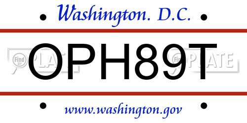 OPH89T District Of Columbia License Plate