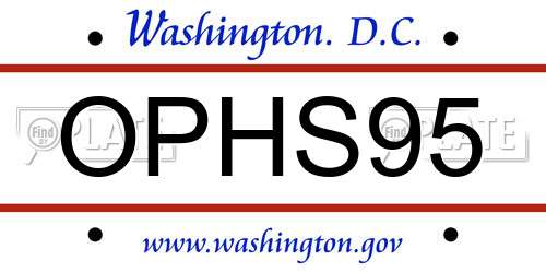 OPHS95 District Of Columbia License Plate