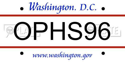 OPHS96 District Of Columbia License Plate